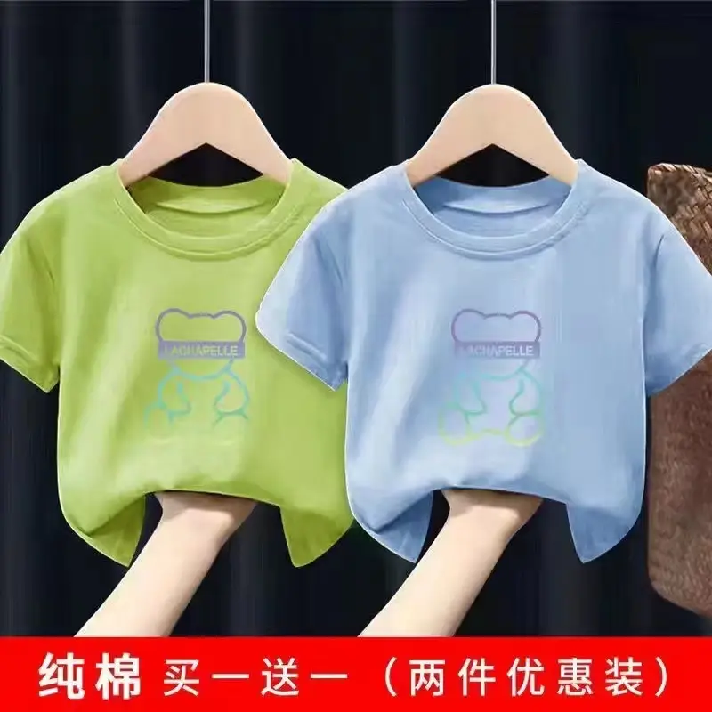 2 Pcs 100% Cotton Bear Print T-Shirt Shorts Set - Image 13