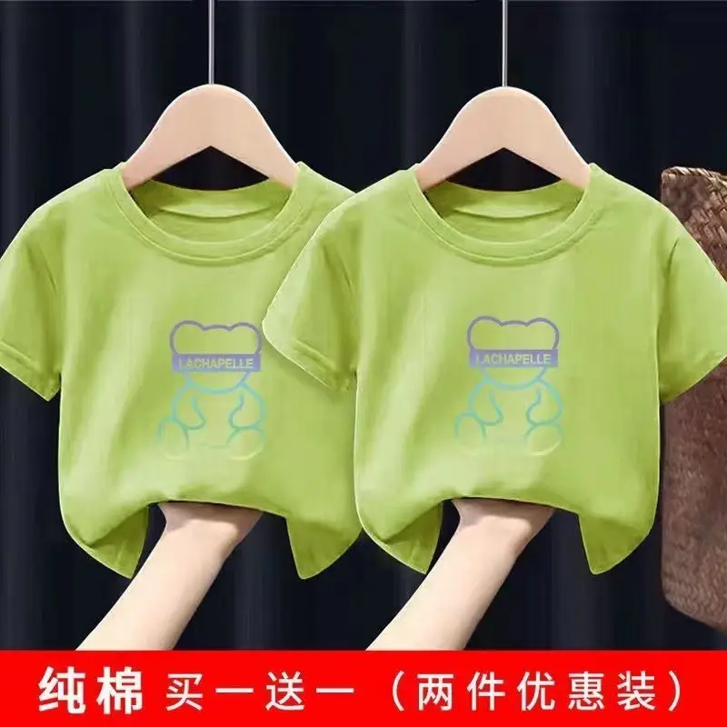 2 Pcs 100% Cotton Bear Print T-Shirt Shorts Set - Image 15