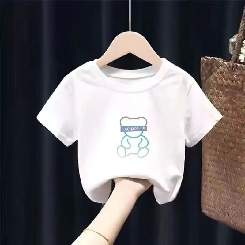 2 Pcs 100% Cotton Bear Print T-Shirt Shorts Set - Image 16