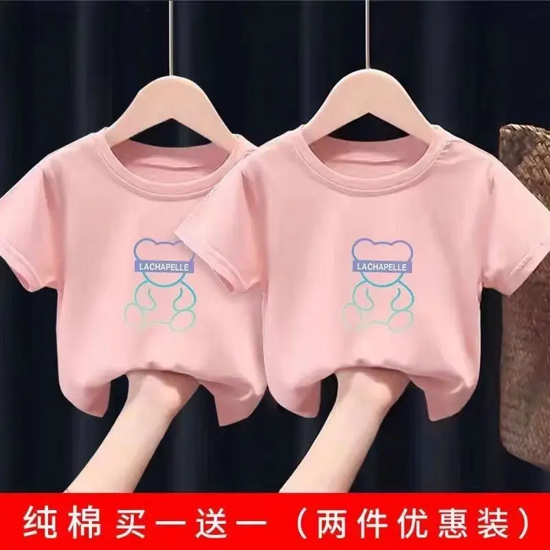 2 Pcs 100% Cotton Bear Print T-Shirt Shorts Set - Image 9