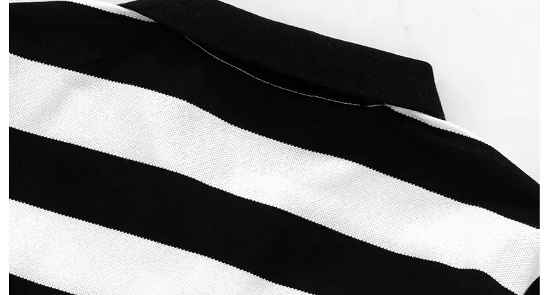Boys Striped Polo Shirt & Shorts Set Black White Summer — feature 14