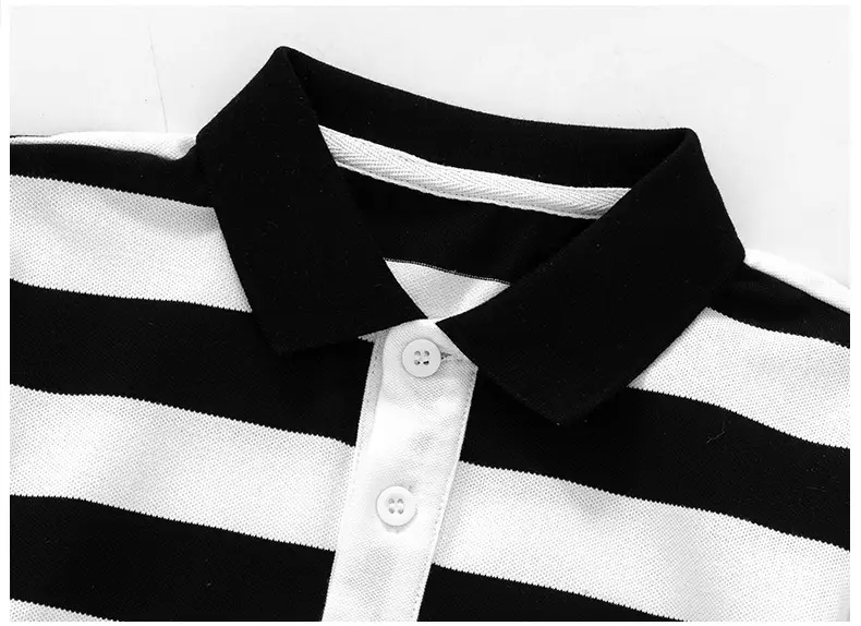 Boys Striped Polo Shirt & Shorts Set Black White Summer — feature 6