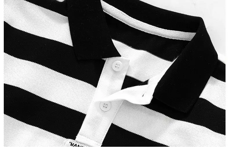 Boys Striped Polo Shirt & Shorts Set Black White Summer — feature 9