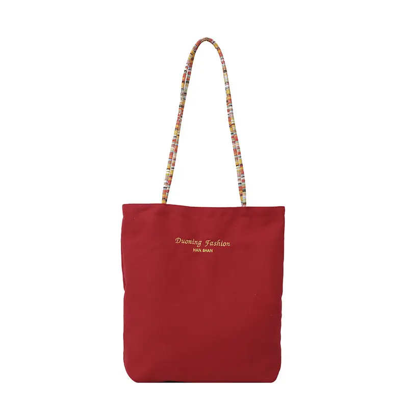Red Plaid Canvas Women's Large Tote Bag - Image 8