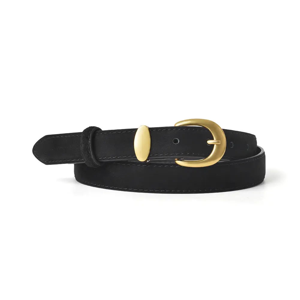 Vintage Frosted Leather Belt for Women Black - Image 6