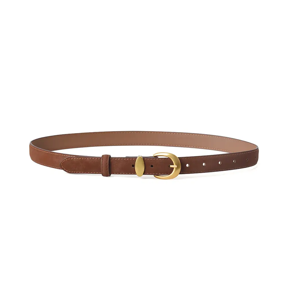 Vintage Frosted Leather Belt for Women Black - Image 8
