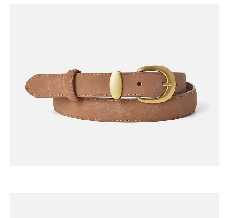 Vintage Frosted Leather Belt for Women Black — feature 10
