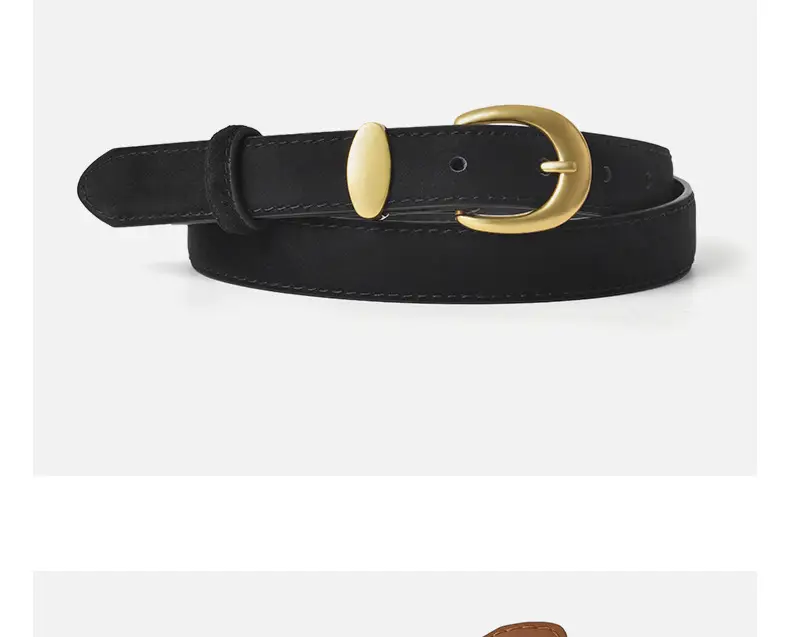 Vintage Frosted Leather Belt for Women Black — feature 11