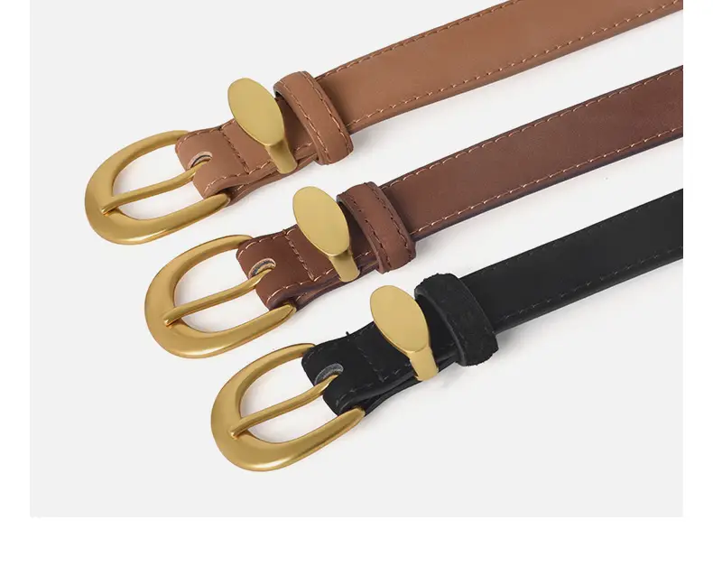 Vintage Frosted Leather Belt for Women Black — feature 13