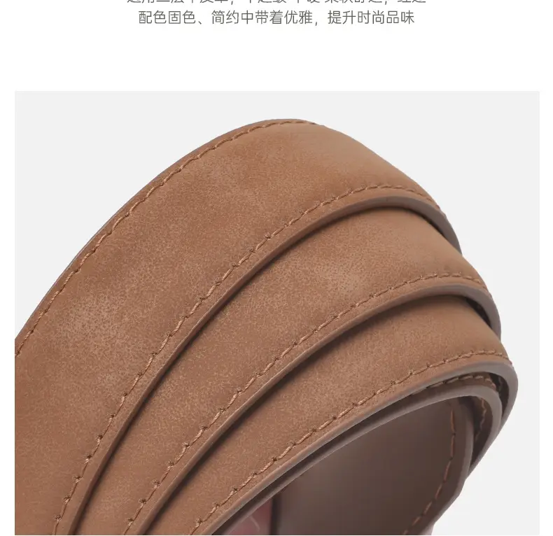 Vintage Frosted Leather Belt for Women Black — feature 4