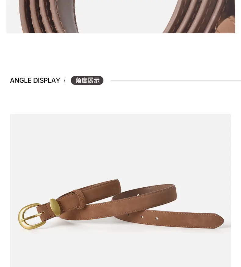 Vintage Frosted Leather Belt for Women Black — feature 7