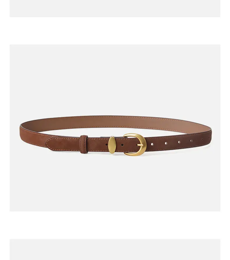 Vintage Frosted Leather Belt for Women Black — feature 8
