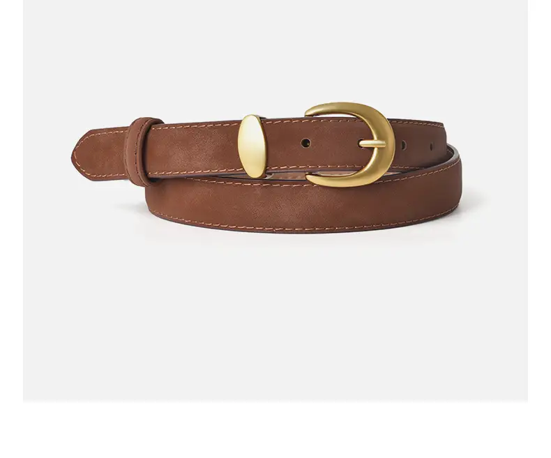 Vintage Frosted Leather Belt for Women Black — feature 9