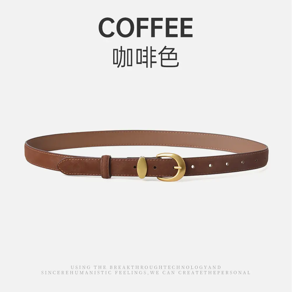 Vintage Frosted Leather Belt for Women Black - Image 2