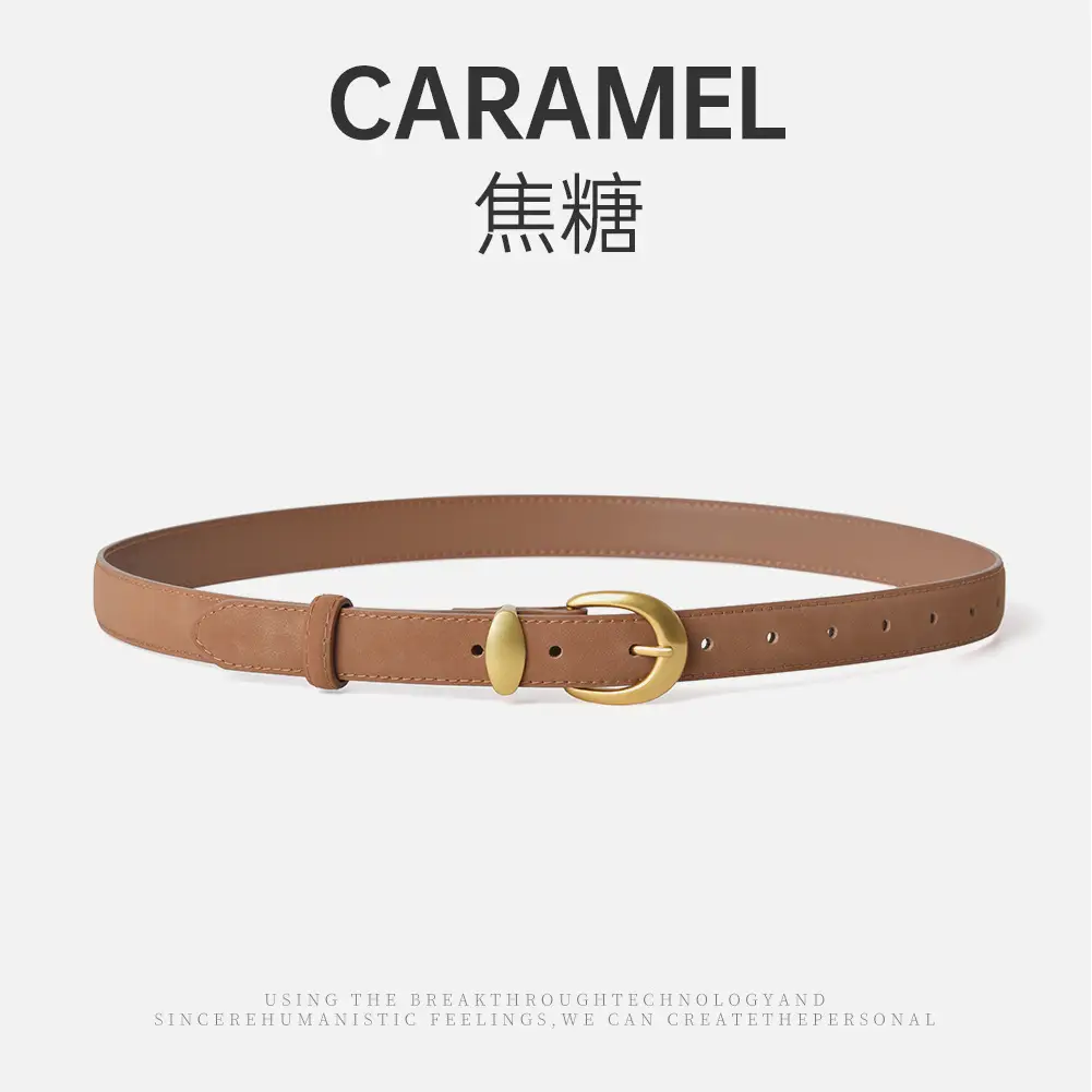 Vintage Frosted Leather Belt for Women Black - Image 3