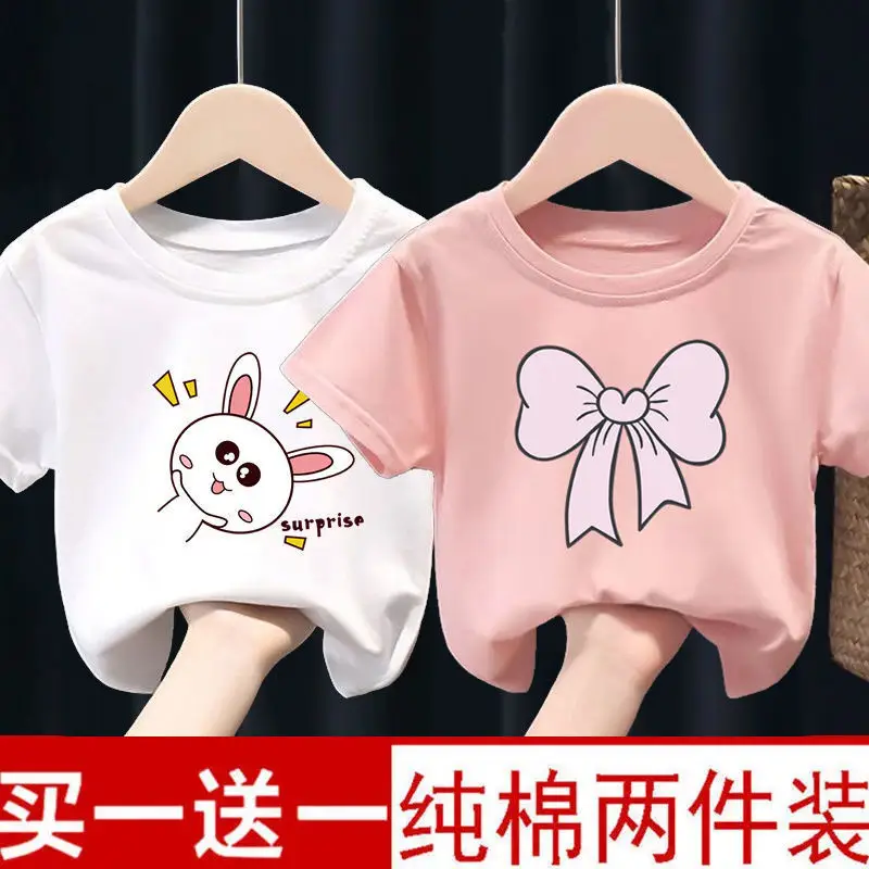 Pure Cotton Kids T-Shirts Yellow Green Bow Giraffe 2024 - Image 16