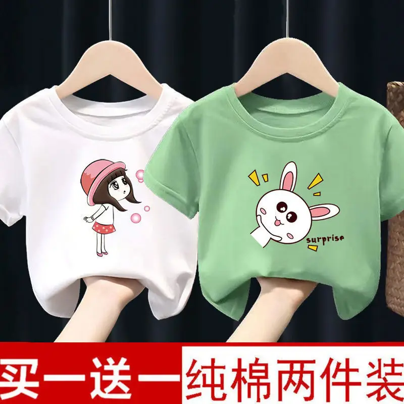 Pure Cotton Kids T-Shirts Yellow Green Bow Giraffe 2024 - Image 14