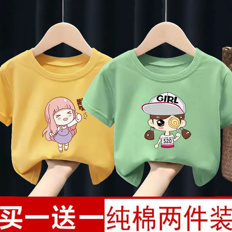 Pure Cotton Kids T-Shirts Yellow Green Bow Giraffe 2024 - Image 20
