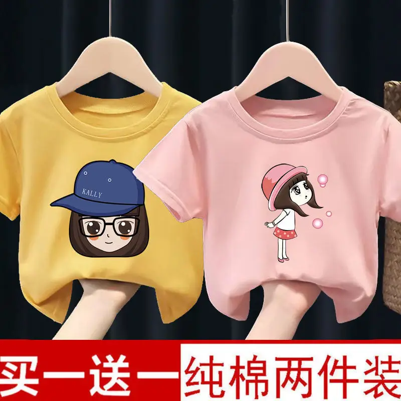 Pure Cotton Kids T-Shirts Yellow Green Bow Giraffe 2024 - Image 25