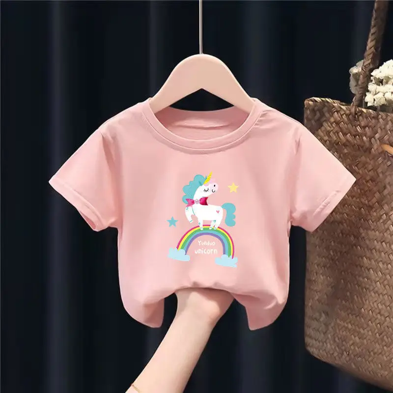 Pure Cotton Kids T-Shirts Yellow Green Bow Giraffe 2024 - Image 29