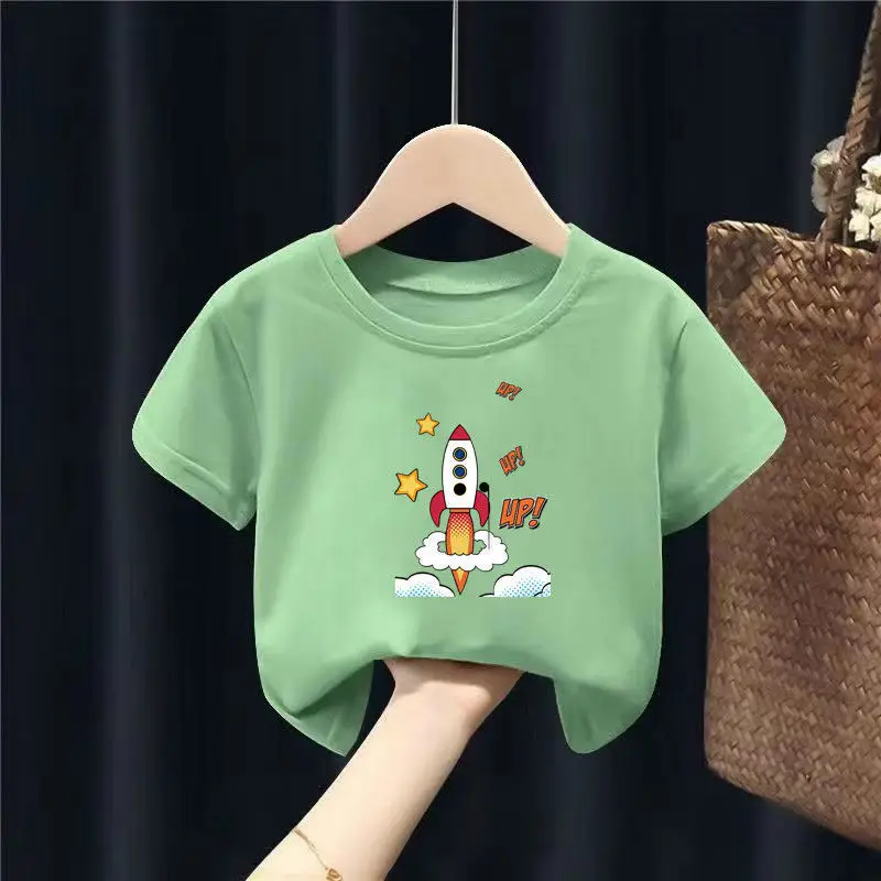 Pure Cotton Kids T-Shirts Yellow Green Bow Giraffe 2024 - Image 33