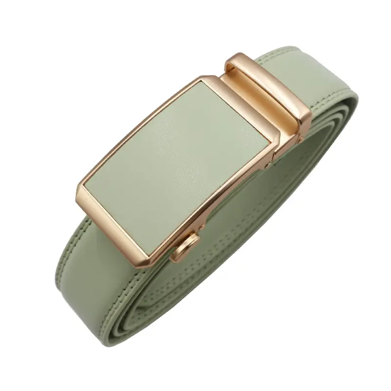 Automatic Buckle Belt Yellow Leather Business Casual — feature 10