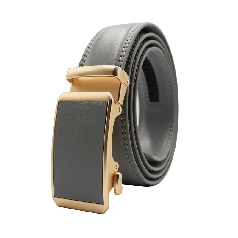 Automatic Buckle Belt Yellow Leather Business Casual — feature 11