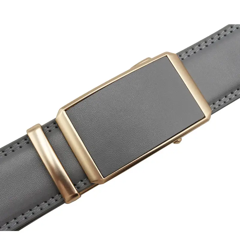 Automatic Buckle Belt Yellow Leather Business Casual — feature 13