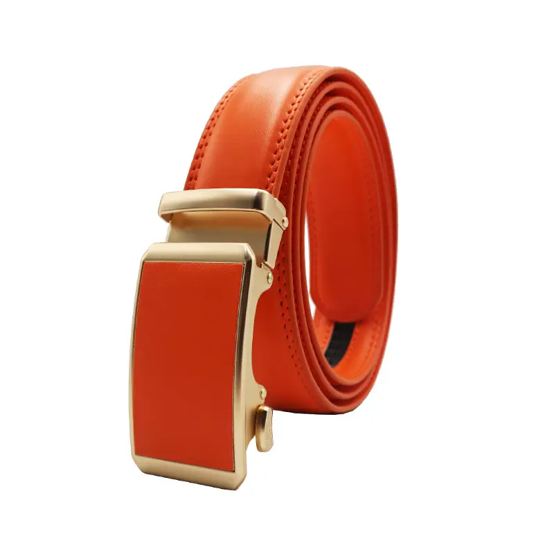 Automatic Buckle Belt Yellow Leather Business Casual — feature 14