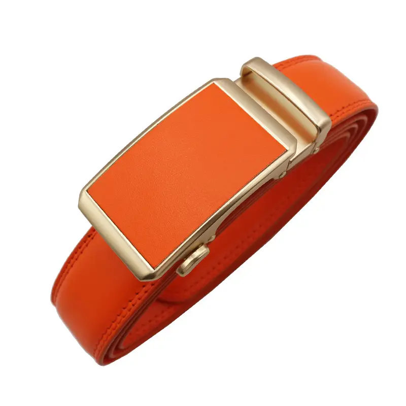 Automatic Buckle Belt Yellow Leather Business Casual — feature 15