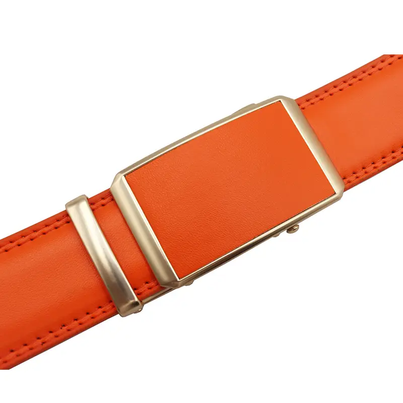 Automatic Buckle Belt Yellow Leather Business Casual — feature 16
