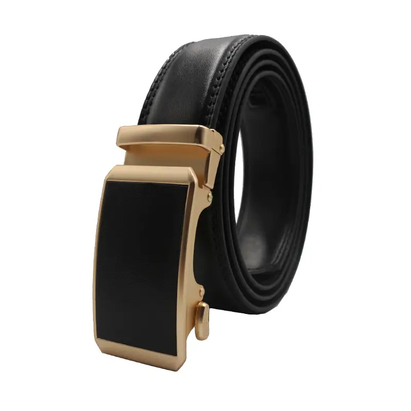 Automatic Buckle Belt Yellow Leather Business Casual — feature 17