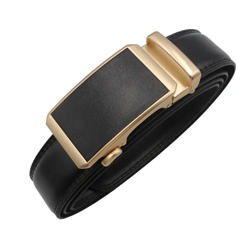 Automatic Buckle Belt Yellow Leather Business Casual — feature 18
