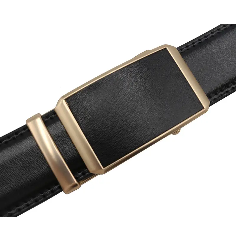 Automatic Buckle Belt Yellow Leather Business Casual — feature 19