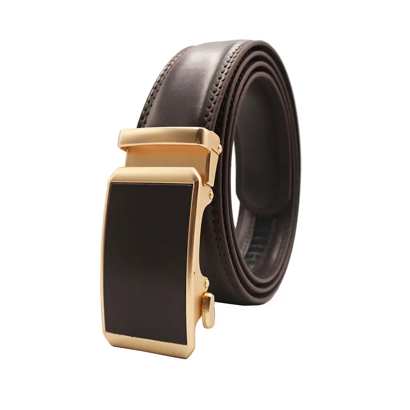 Automatic Buckle Belt Yellow Leather Business Casual — feature 20