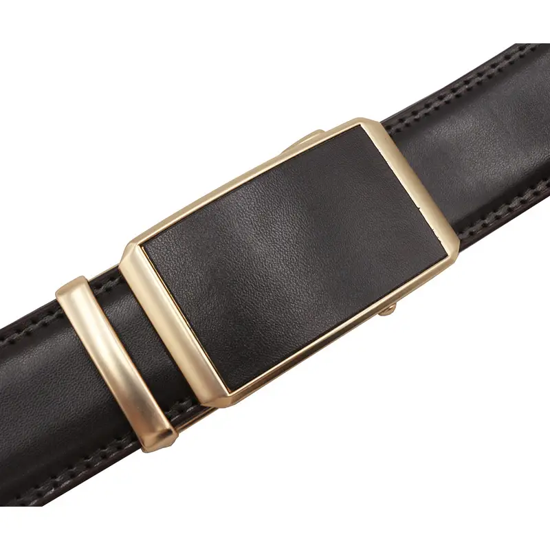 Automatic Buckle Belt Yellow Leather Business Casual — feature 22