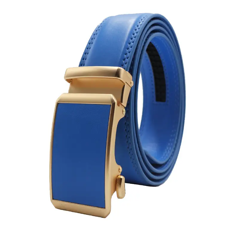 Automatic Buckle Belt Yellow Leather Business Casual — feature 23