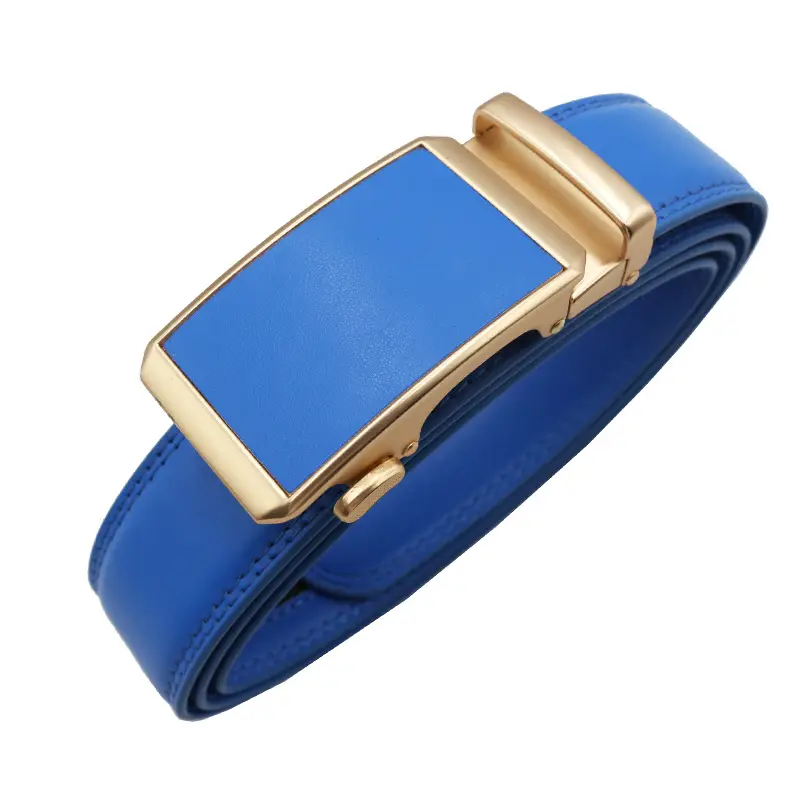 Automatic Buckle Belt Yellow Leather Business Casual — feature 24