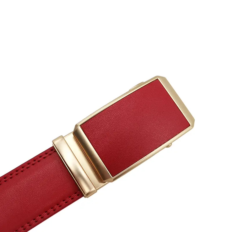 Automatic Buckle Belt Yellow Leather Business Casual — feature 26