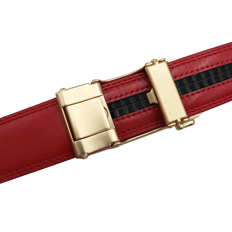 Automatic Buckle Belt Yellow Leather Business Casual — feature 27
