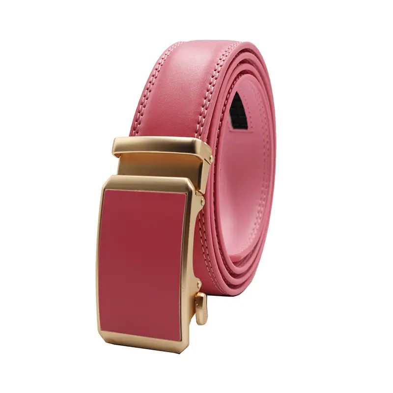 Automatic Buckle Belt Yellow Leather Business Casual — feature 29