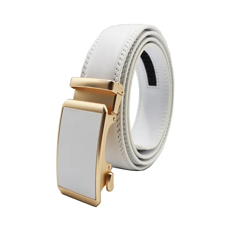 Automatic Buckle Belt Yellow Leather Business Casual — feature 3