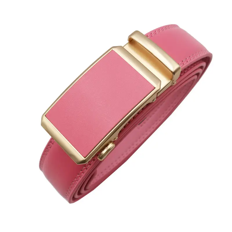 Automatic Buckle Belt Yellow Leather Business Casual — feature 30