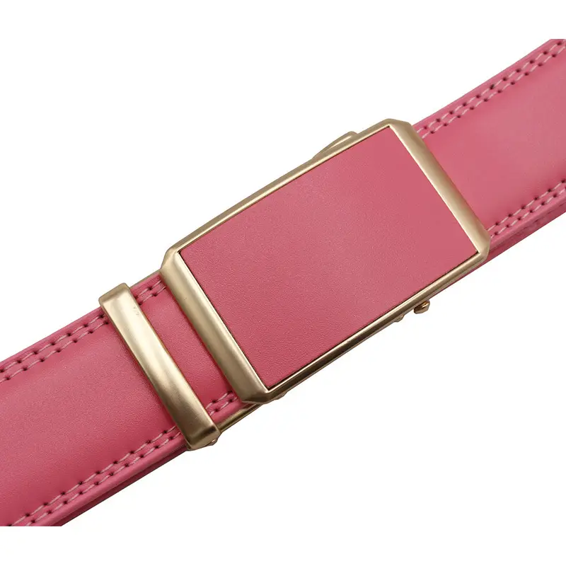 Automatic Buckle Belt Yellow Leather Business Casual — feature 31