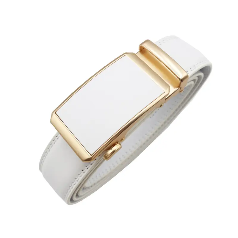 Automatic Buckle Belt Yellow Leather Business Casual — feature 4