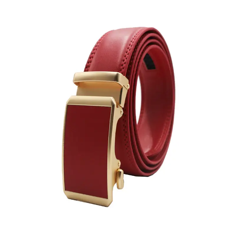 Automatic Buckle Belt Yellow Leather Business Casual — feature 6