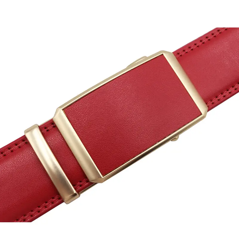 Automatic Buckle Belt Yellow Leather Business Casual — feature 8