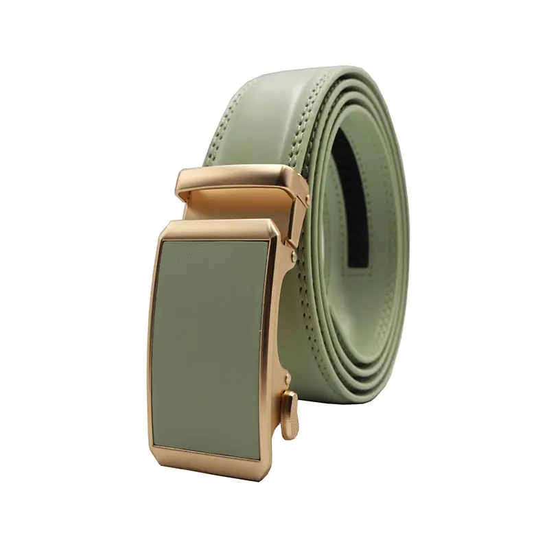 Automatic Buckle Belt Yellow Leather Business Casual — feature 9