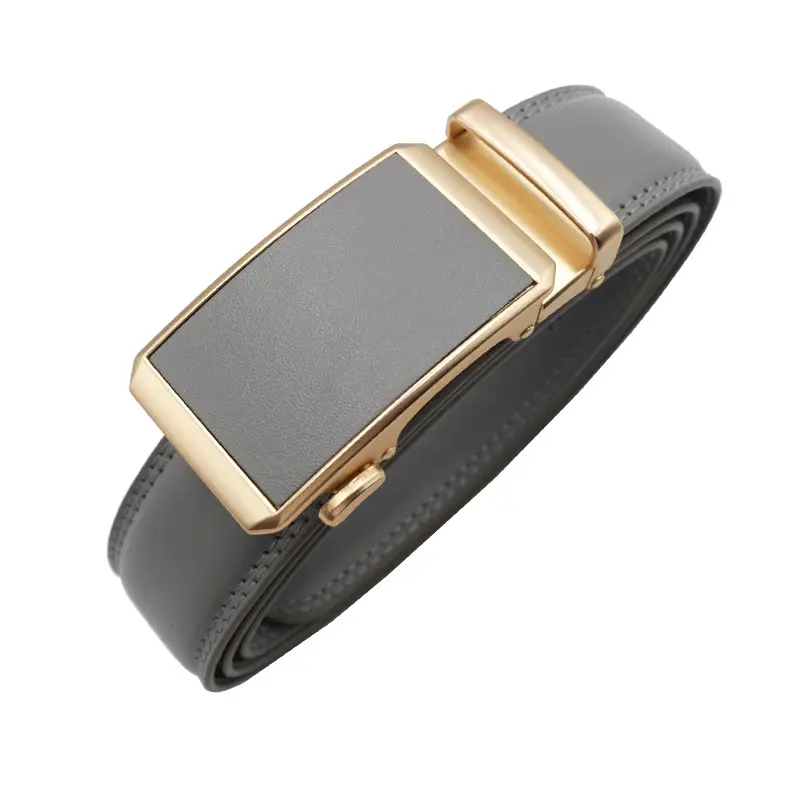Automatic Buckle Belt Yellow Leather Business Casual