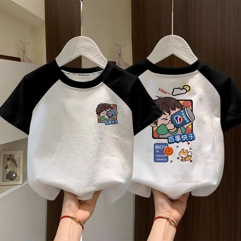 Boys Cotton Raglan T-Shirt White Blue New Summer - Image 17